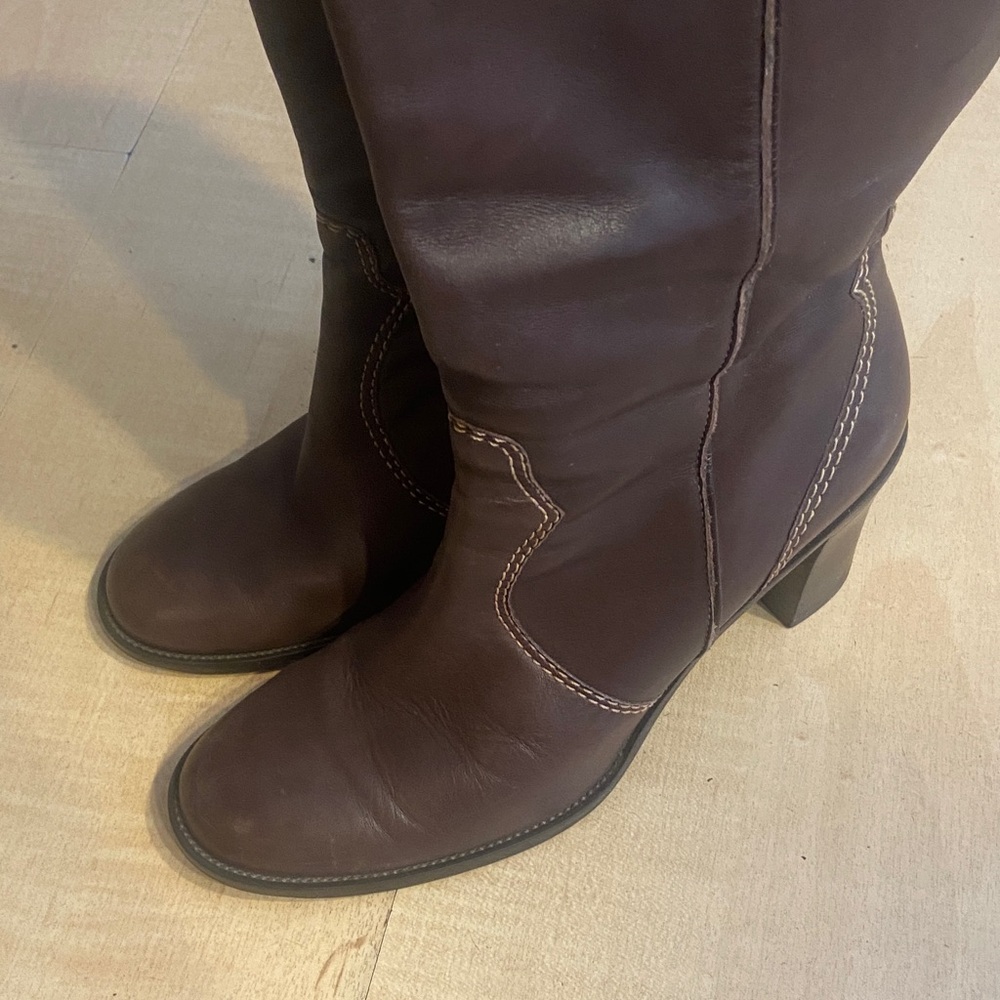 Franco Sarto Dark Brown Heeled Boots - Picture 3 of 5